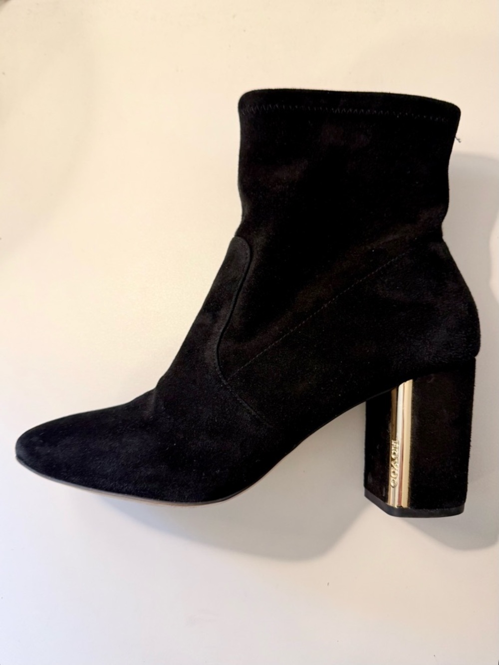 Coach Margot Suede Black Heeled Bootie, size 10. Sock Boot Bootie - Picture 9 of 9